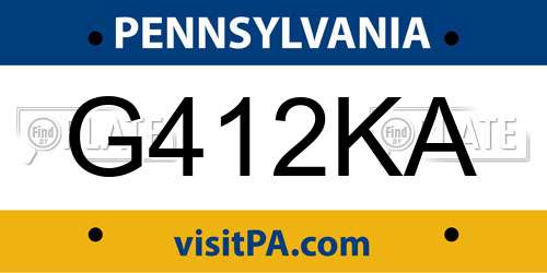 G412KA Pennsylvania License Plate