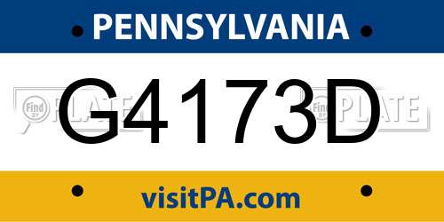 G4173D Pennsylvania License Plate