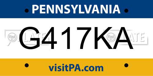 G417KA Pennsylvania License Plate