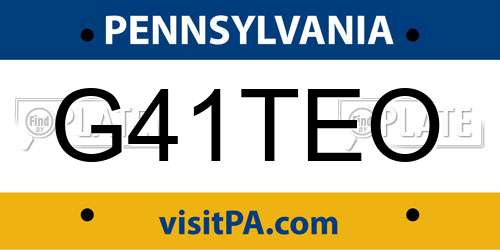 G41TEO Pennsylvania License Plate