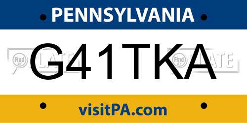 G41TKA Pennsylvania License Plate