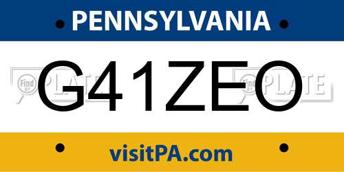 G41ZEO Pennsylvania License Plate