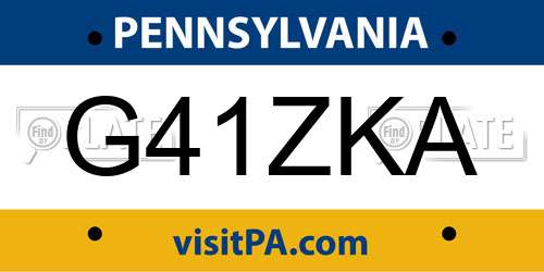 G41ZKA Pennsylvania License Plate