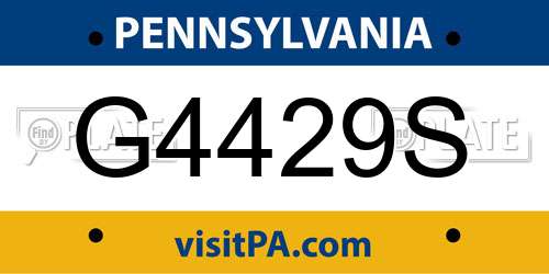 G4429S Pennsylvania License Plate