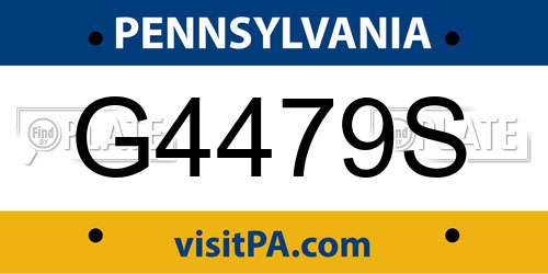 G4479S Pennsylvania License Plate