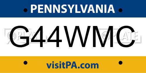 G44WMC Pennsylvania License Plate