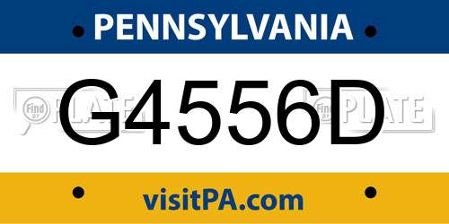 G4556D Pennsylvania License Plate