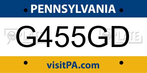 G455GD Pennsylvania License Plate