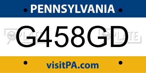 G458GD Pennsylvania License Plate