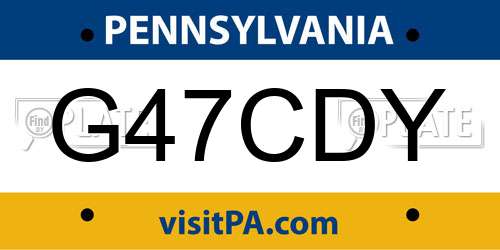 G47CDY Pennsylvania License Plate