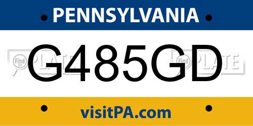 G485GD Pennsylvania License Plate