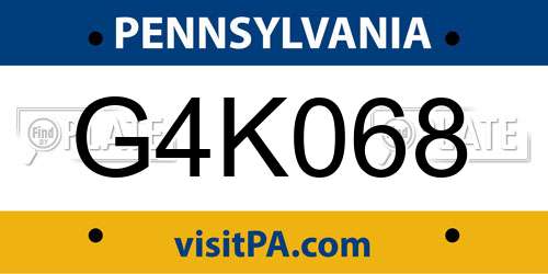 G4K068 Pennsylvania License Plate