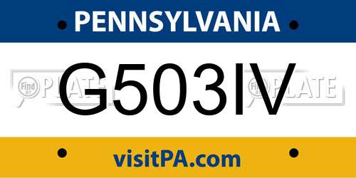 G503IV Pennsylvania License Plate
