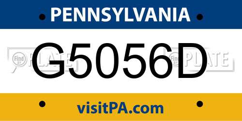 G5056D Pennsylvania License Plate