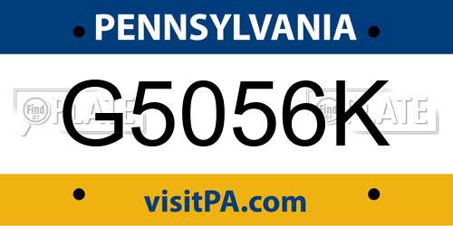 G5056K Pennsylvania License Plate
