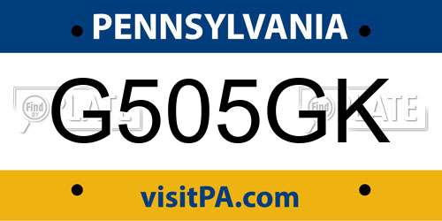 G505GK Pennsylvania License Plate