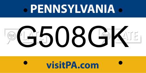 G508GK Pennsylvania License Plate