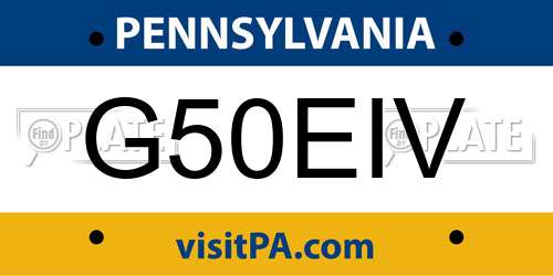 G50EIV Pennsylvania License Plate