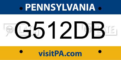 G512DB Pennsylvania License Plate