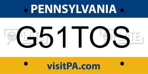 G51TOS Pennsylvania License Plate