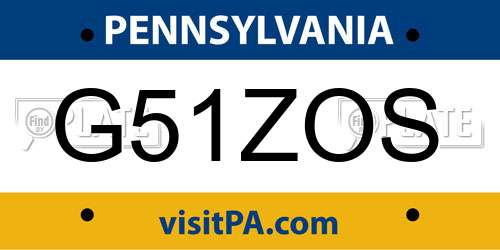 G51ZOS Pennsylvania License Plate