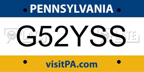 G52YSS Pennsylvania License Plate
