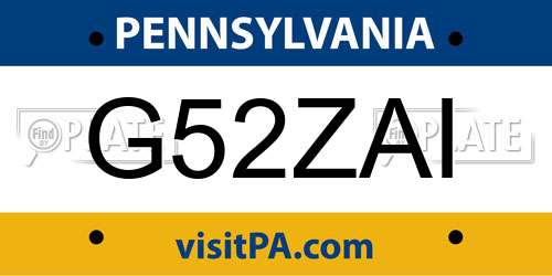 G52ZAI Pennsylvania License Plate