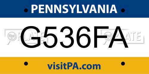 G536FA Pennsylvania License Plate