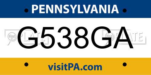 G538GA Pennsylvania License Plate