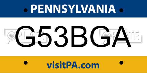 G53BGA Pennsylvania License Plate
