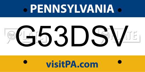G53DSV Pennsylvania License Plate