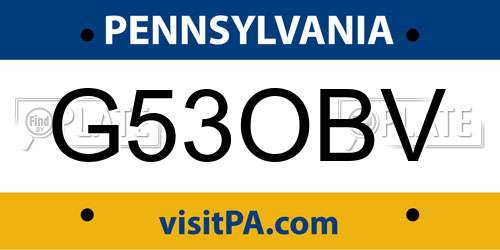 G53OBV Pennsylvania License Plate
