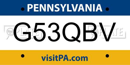G53QBV Pennsylvania License Plate