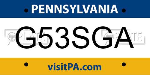 G53SGA Pennsylvania License Plate