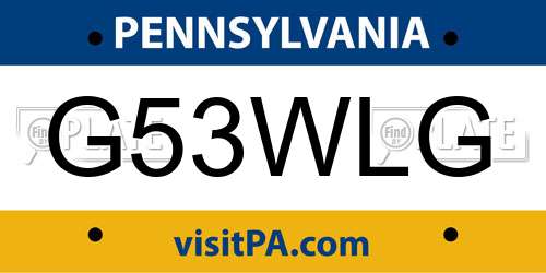 G53WLG Pennsylvania License Plate