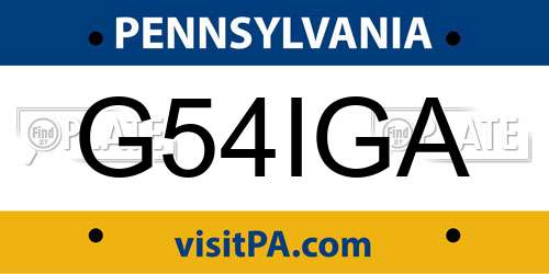 G54IGA Pennsylvania License Plate