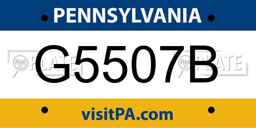 G5507B Pennsylvania License Plate