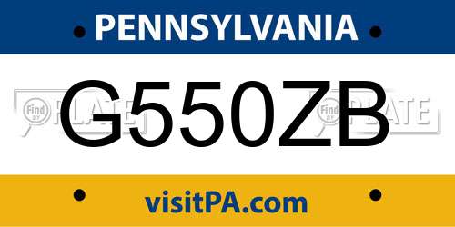 G550ZB Pennsylvania License Plate