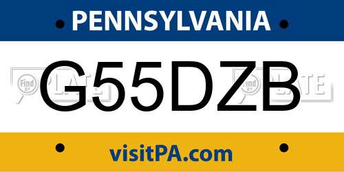 G55DZB Pennsylvania License Plate