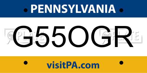 G55OGR Pennsylvania License Plate