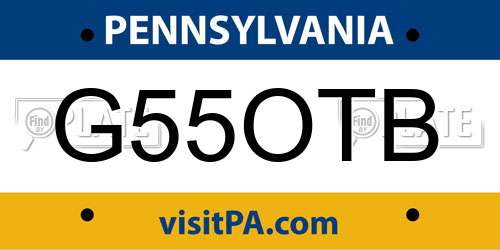 G55OTB Pennsylvania License Plate