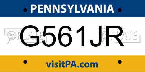 G561JR Pennsylvania License Plate
