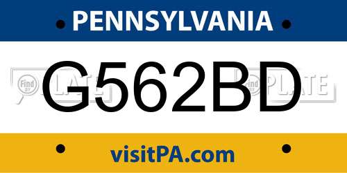 G562BD Pennsylvania License Plate