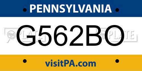 G562BO Pennsylvania License Plate