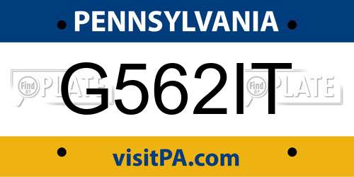 G562IT Pennsylvania License Plate