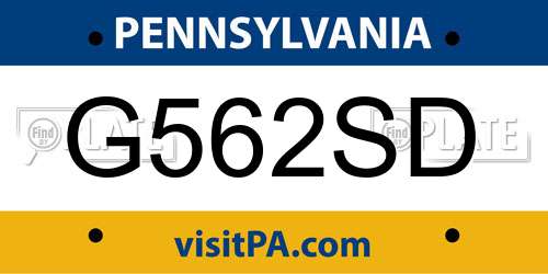 G562SD Pennsylvania License Plate