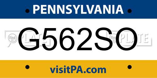 G562SO Pennsylvania License Plate