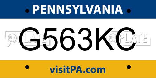 G563KC Pennsylvania License Plate