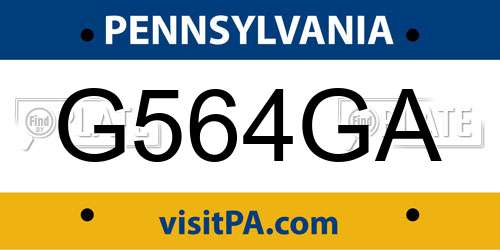 G564GA Pennsylvania License Plate