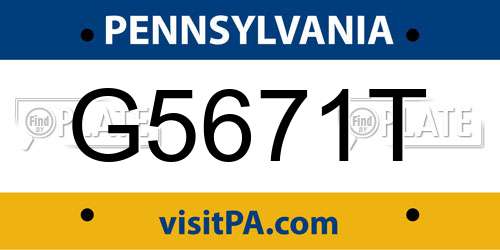 G5671T Pennsylvania License Plate